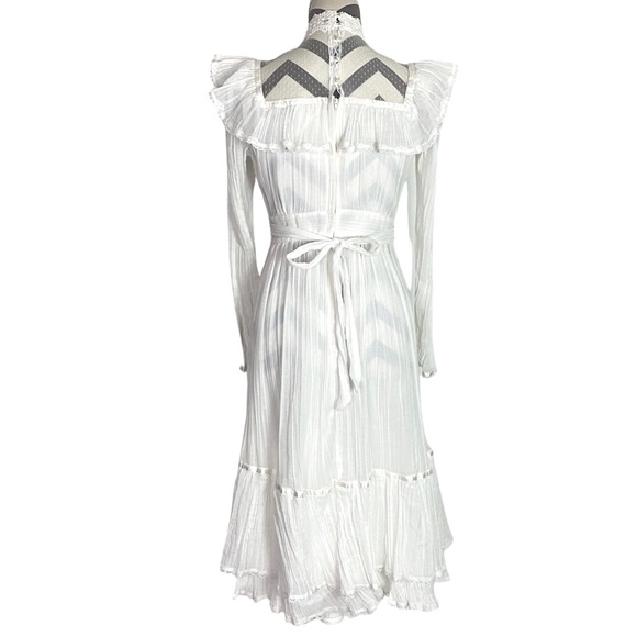 Gunne Sax Vintage 70s Dress Size Small Cottagecore Lace Ruffle Wedding Dress EUC - Picture 3 of 16